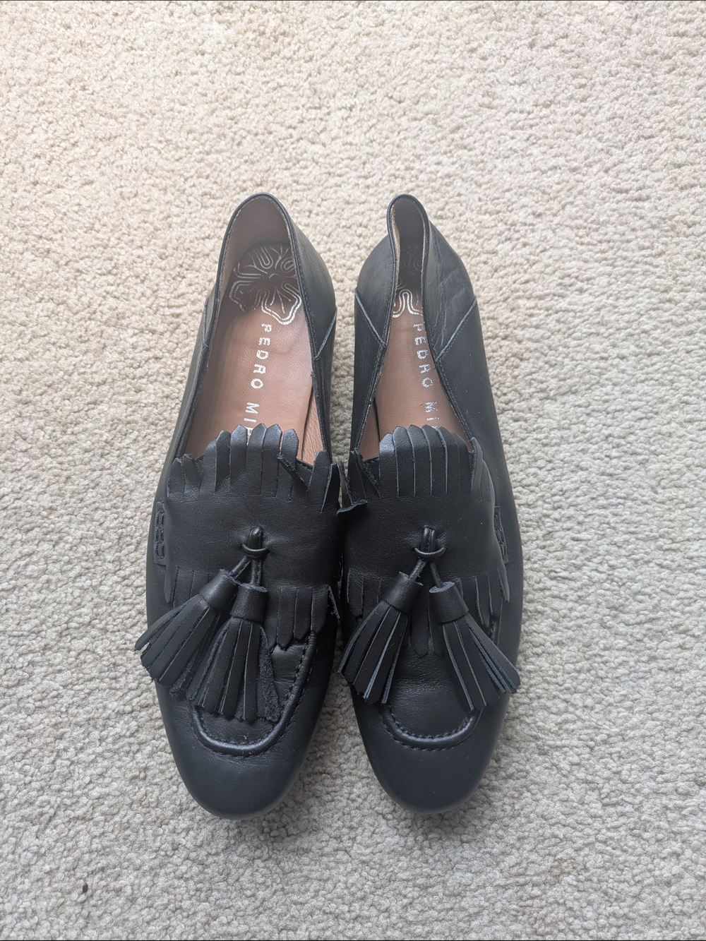 Pedro Miralles Black Soft Leather Tassel Loafers for Women Quiet Luxury Academia